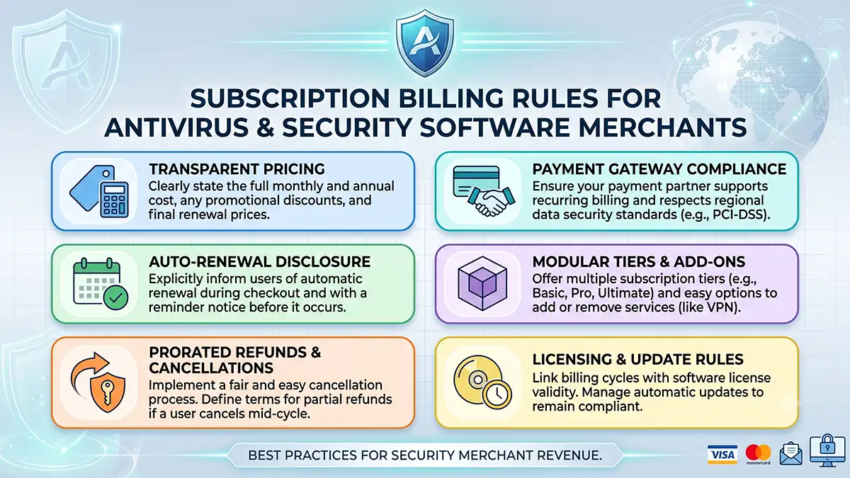 Subscription Billing Rules for Antivirus and Security Software Merchants